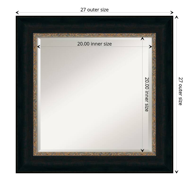 Beveled Bathroom Wall Mirror - Paragon Bronze Frame - Paragon Bronze - Outer Size: 27 x 27 in
