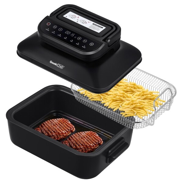 Smokeless Electric Indoor Grill with Air Fry Portable 2 in 1