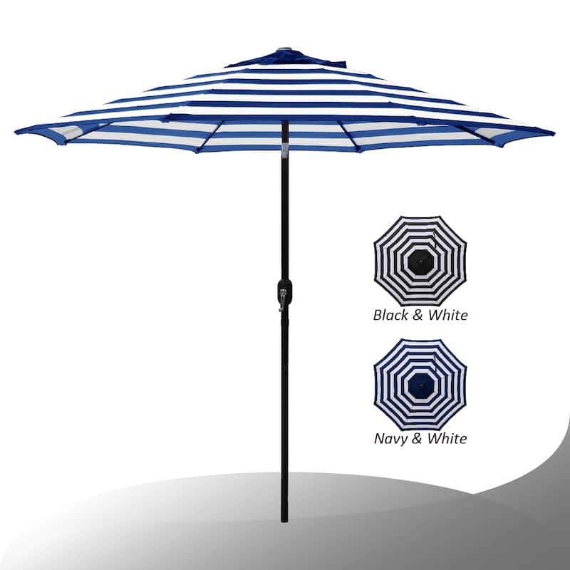 Maypex Striped Crank and Tilt 9-foot Market Umbrella