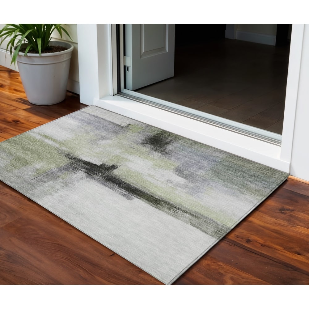 HomeRoots Abstract Transitional Rectangle Outdoor Rug