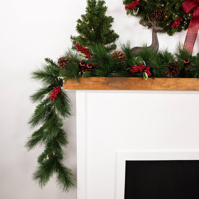 9'x14" White Valley Pine Pine Cones Artificial Christmas Garl - Unlit