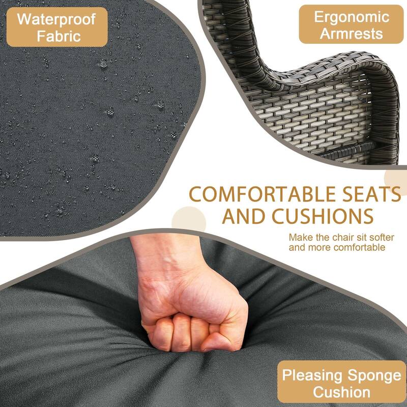 5-Person Outdoor Wicker Patio Conversation Sets with Table and Cushion