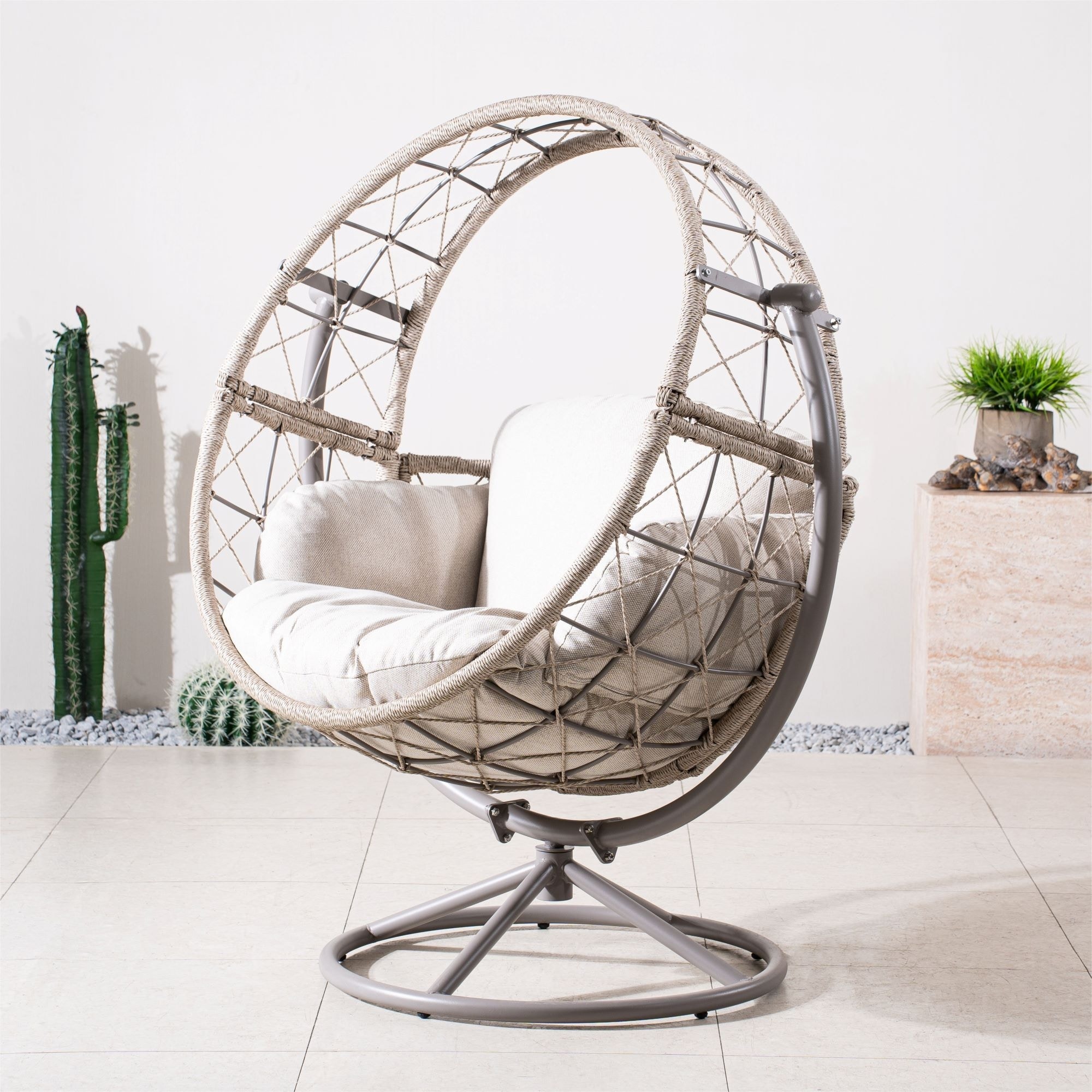 Modern Hanging Egg Swing Chair with Metal Stand