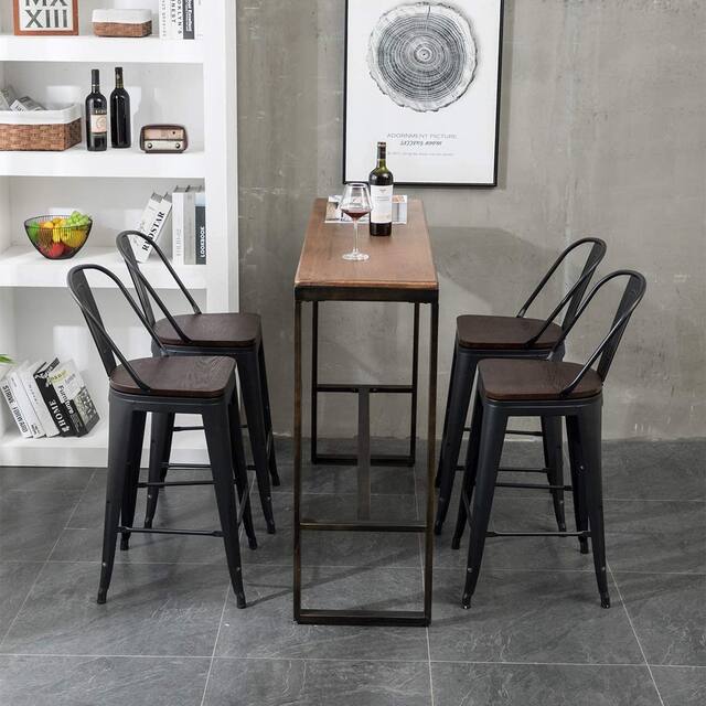 Andeworld farmhouse bar stools ,counter height bar stools set of 4 - Set of 4
