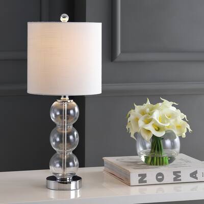Wilson 21" Glass/Metal LED Table Lamp, Clear/Chrome by JONATHAN Y