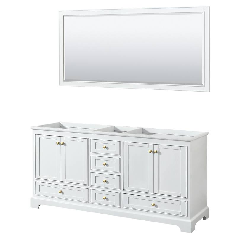 Wyndham Collection Deborah 71" Free Standing Double Wood Vanity - White / Brushed Gold Hardware