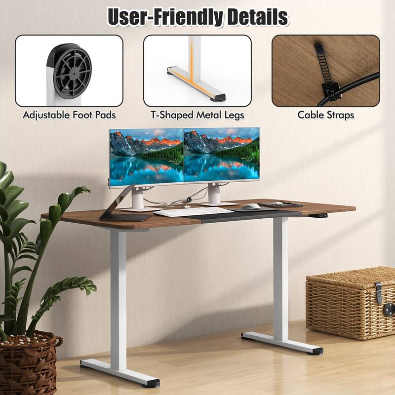 Gymax 55'' Electric Standing Desk Height Adjustable Home Office Table