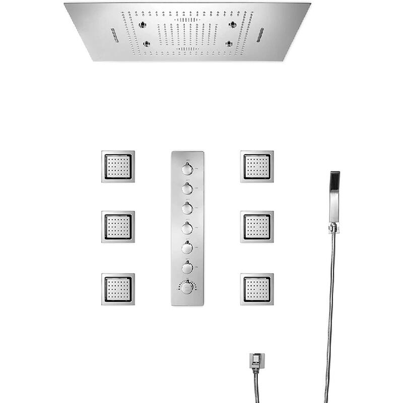DeerCreek Premium 31" Shower System - Rainfall Waterfall Mist Jets LED Music Thermostatic Faucet -CR - Chrome