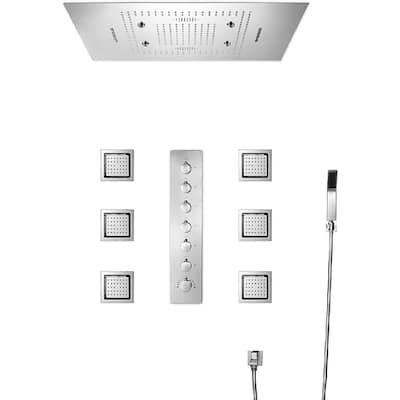 DeerCreek Premium 31" Shower System - Rainfall Waterfall Mist Jets LED Music Thermostatic Faucet -CR - Chrome