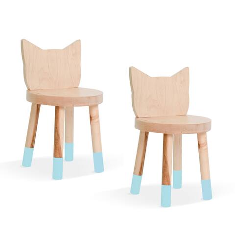 Nico & Yeye Kitty Kids Chair, Solid Maple, Set of 2
