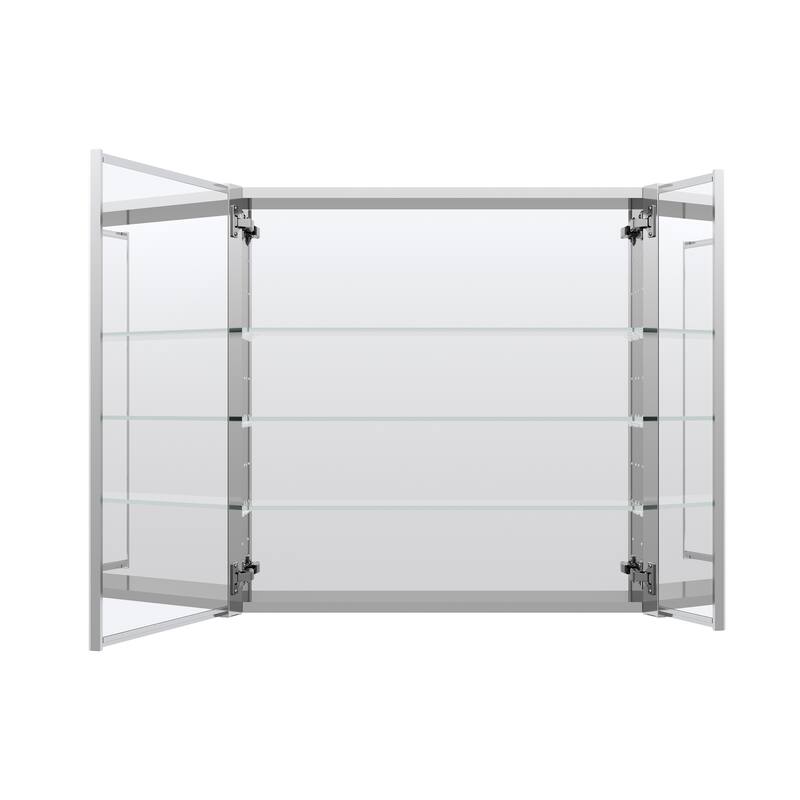 Recessed or Surface Wall Mount Bathroom Medicine Cabinet With Adjustable Glass Shelves