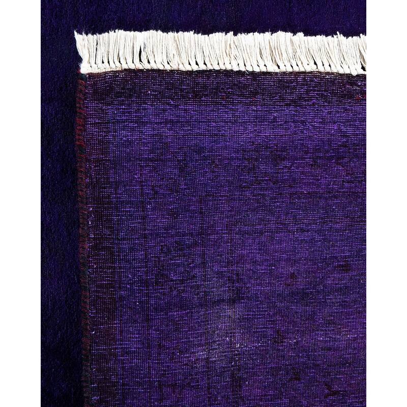 Overton Hand Knotted Wool Vintage Inspired Modern Contemporary Overdyed Purple Area Rug - 9' 3" x 17' 6"