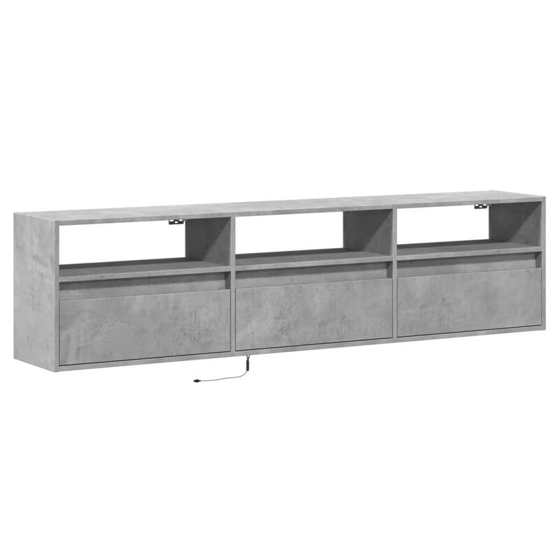 vidaXL TV Wall Cabinet Concrete Grey Engineered Wood Large - 12.2 x 70.9 x 17.7 in