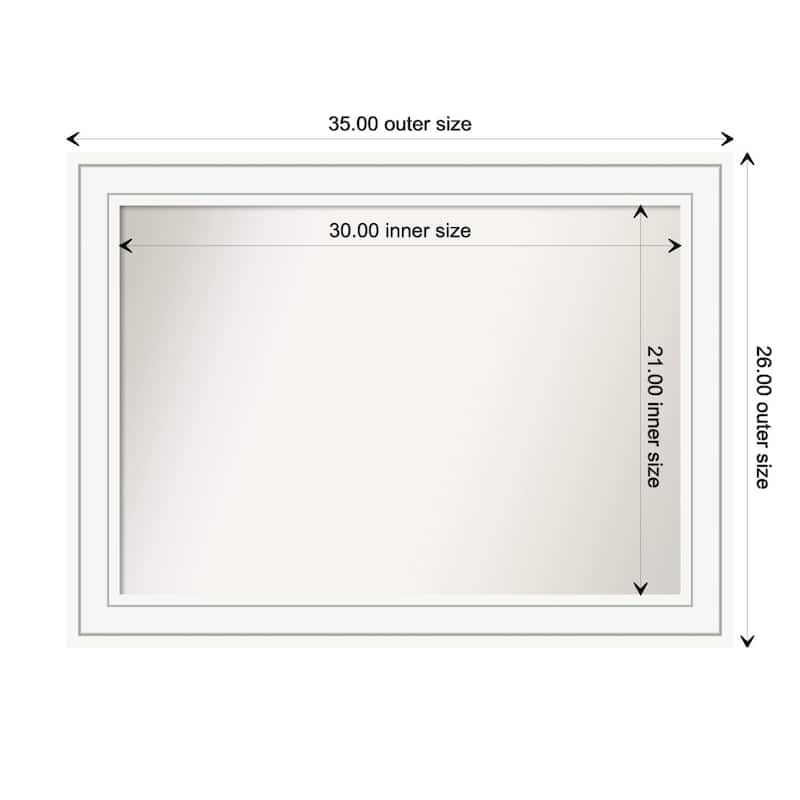 Craftsman White Framed Non-Beveled Custom Wall Mirror, Bathroom Vanity Mirror - Outer Size: 35 x 26