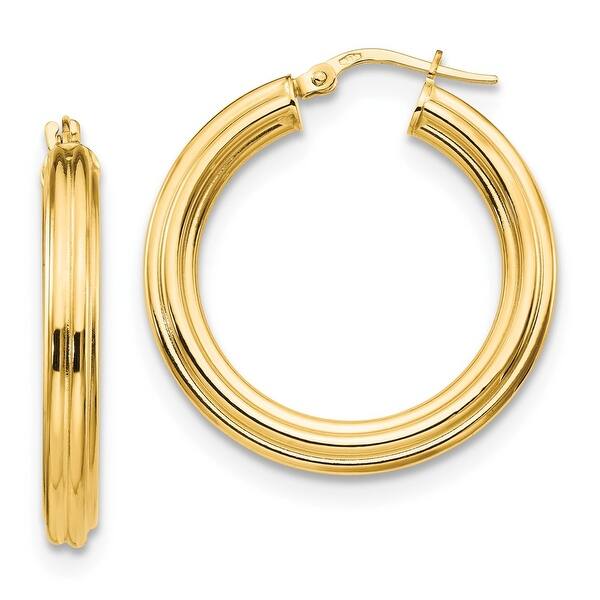 Leslie's 14K Yellow Gold Textured Fancy Hoop Earrings 