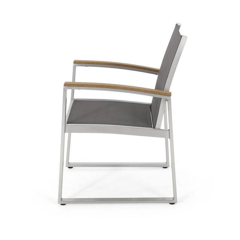 Modern 2 Piece Mesh Armrest Dining Chairs with Rust Proof Aluminum Frame for Dining Room Kitchen Bedroom Living Room Terrace