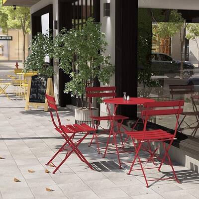 3pc Metal Folding Bistro Set 2 Chairs and 1 Table