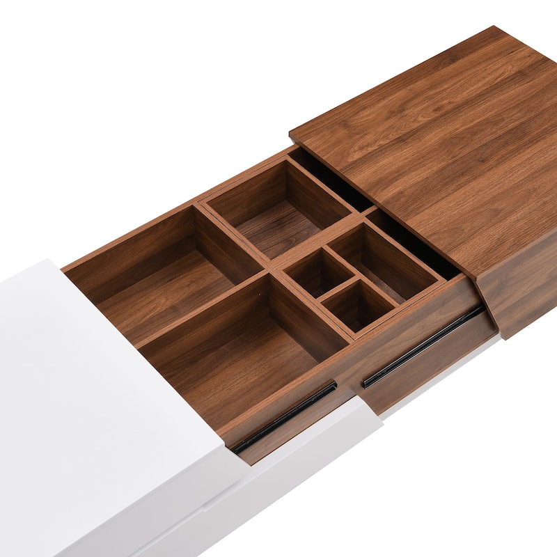 Modern Extendable Sliding Top Coffee Table with Storage