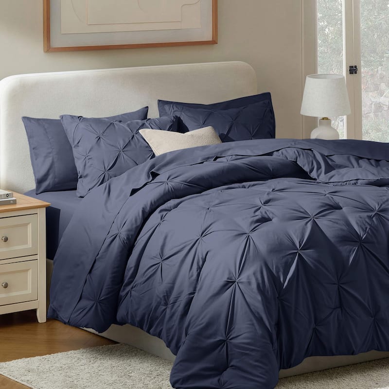 Nestl Pinch Pleate Comforter Set Bed in a Bag with Cooling Pillow
