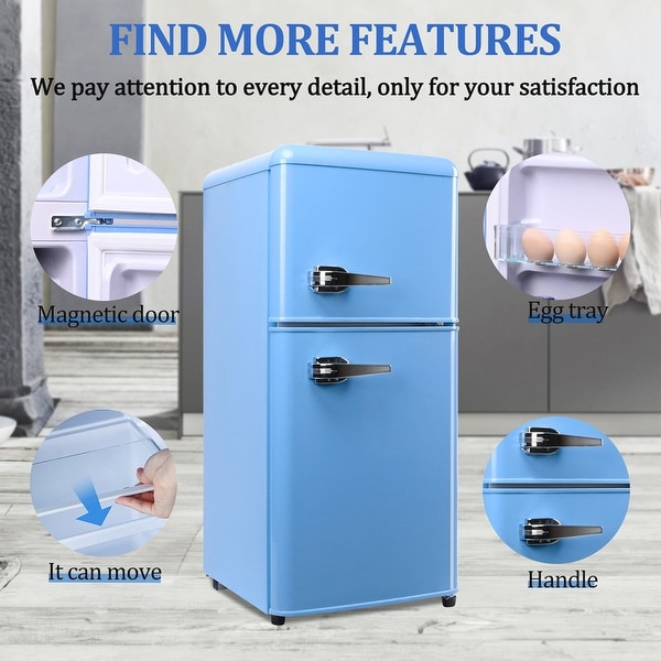 JEREMY CASS 3.5 cu.Ft. 2 Door Compact Refrigerator with Freezer Mini Fridge with Removable Glass Shelves On Sale Bed Bath Beyond 36981753