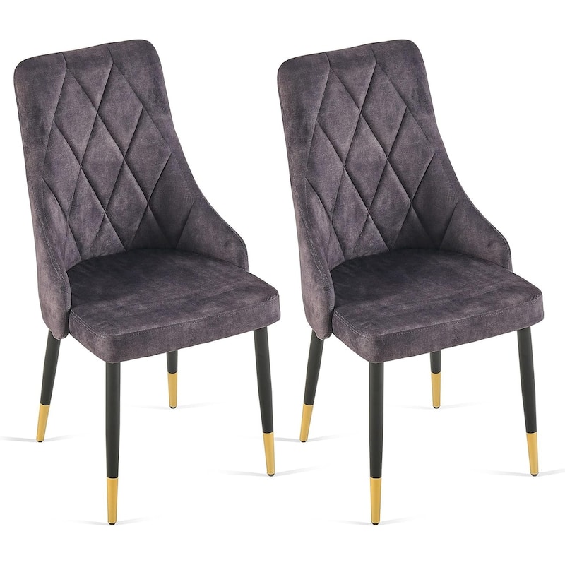 Howtai Velvet Home Kitchen Dining Chairs Upholstered Backrest - Set of 2 - Smoky Grey