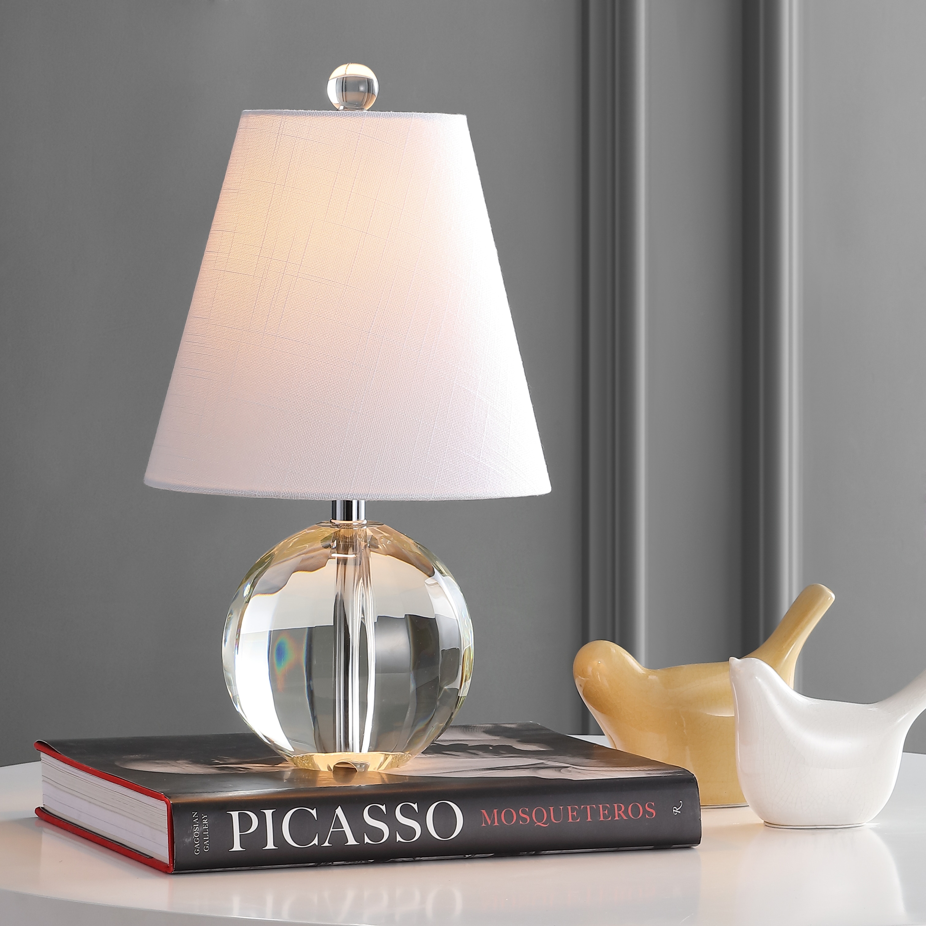 JONATHAN Y Goddard 16" Crystal Ball/Metal LED Table Lamp