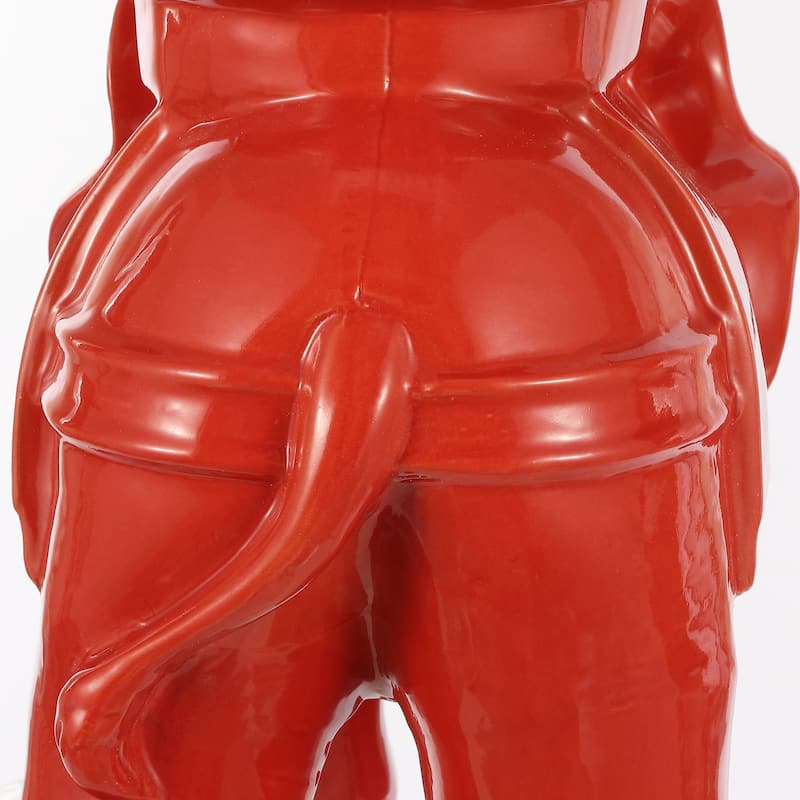 White Elephant 14.2" Ceramic Garden Stool, White by JONATHAN Y