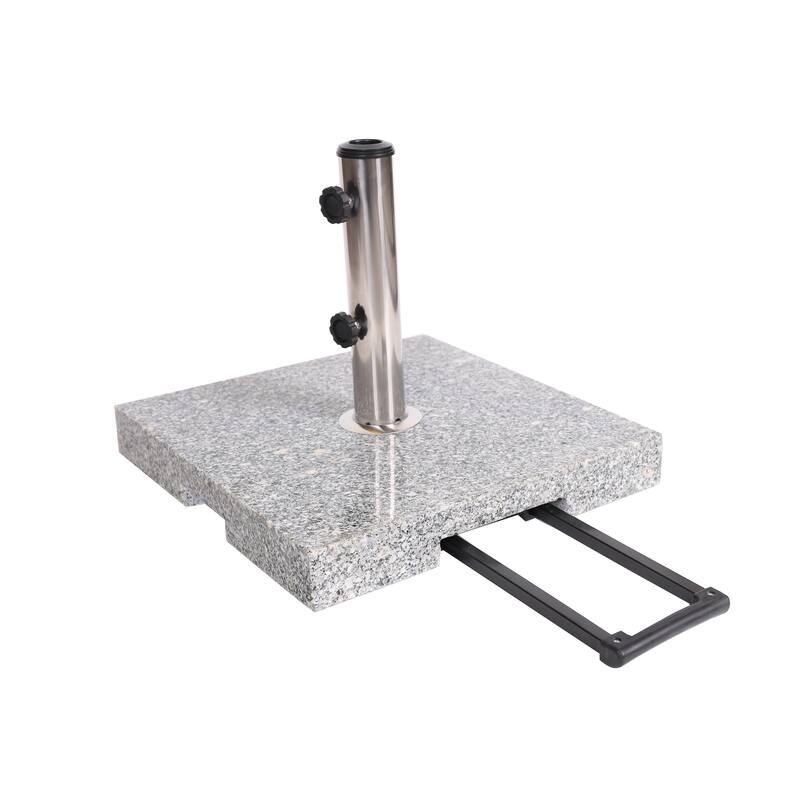 Mojave Outdoor Natural Grey Granite and Stainless Steel Umbrella Base by Christopher Knight Home