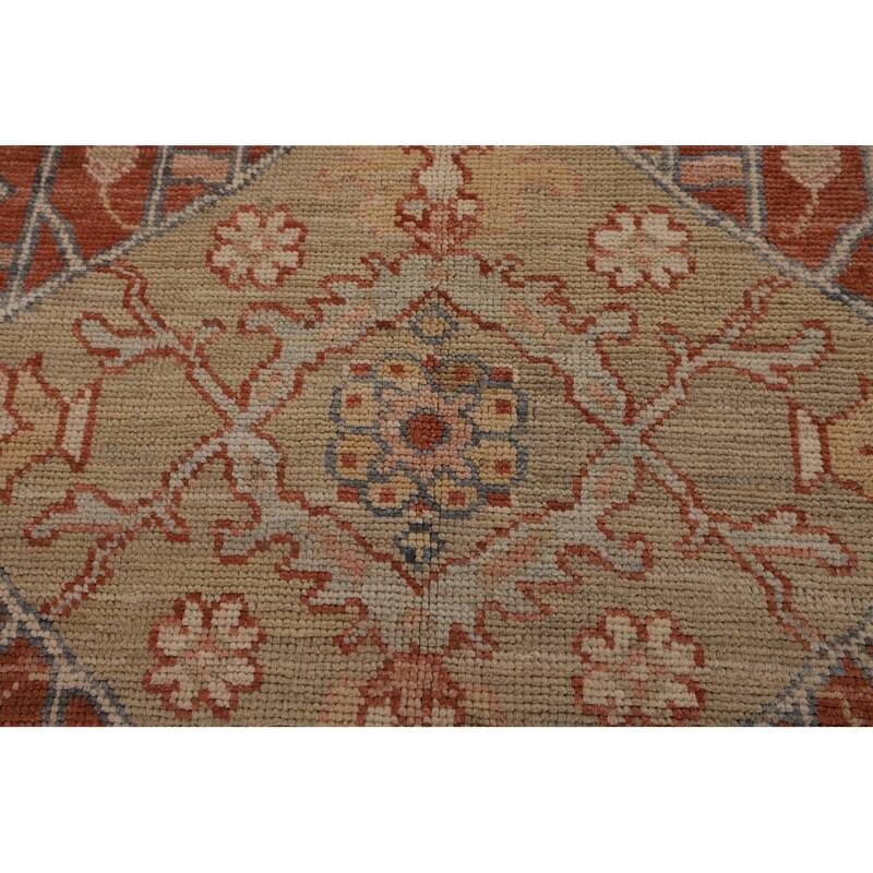 Vegetable Dye Oushak Turkish Large Rug Orange Hand-Knotted Wool Carpet - 10'8"x 13'6"