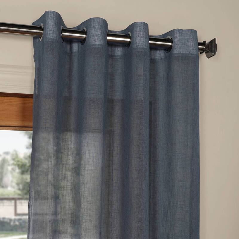 Exclusive Fabrics Grommet Solid Faux-linen Sheer Curtain (1 Panel)