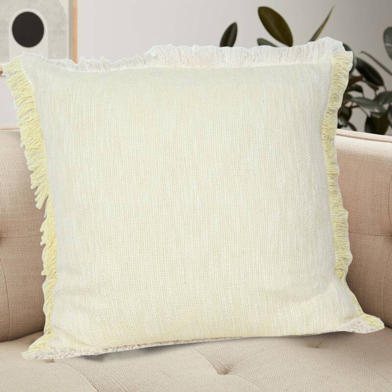 Sevita Two-Tone Cotton Fringe Throw Pillow