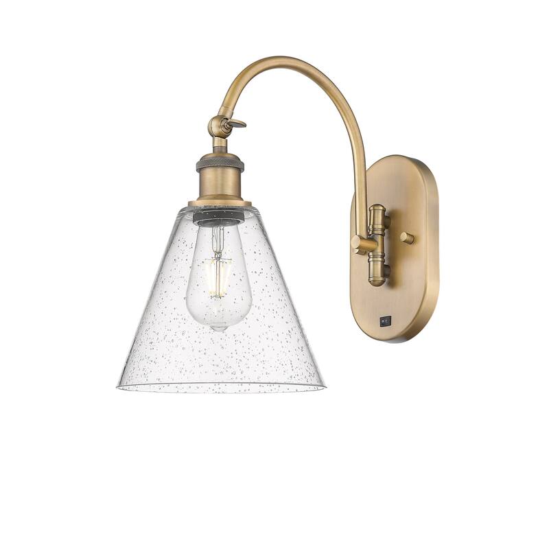 Innovations Lighting 518-1W-14-8 Berkshire Sconce Berkshire 14" Tall - Brushed Brass / Seedy