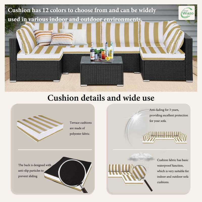 14pcs Outdoor Couch Cushions,4" Waterproof Sectional Rattan Conversation Set Cushions(Only Cushions+Covers,No Sofa) - 14PCS