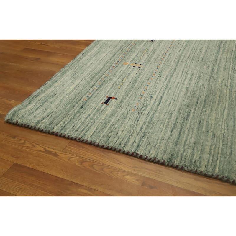 Hand Knotted Oriental 100% Wool Carpet Tribal Animal Pictorial Green Gabbeh Area Rug - 9' 0'' X 9' 1''
