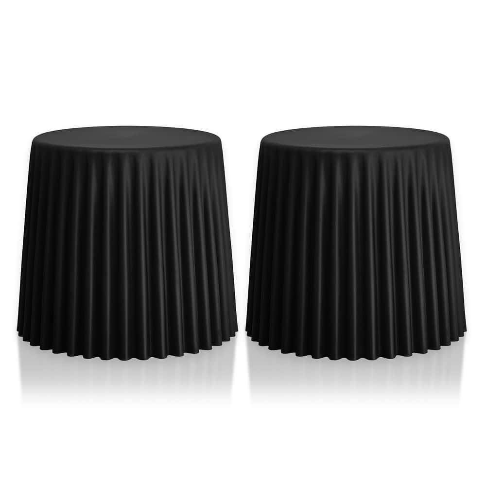 Set of 2 Modern Plastic Cupcake Stools – Stackable Storage Ottomans, Side Tables, or Extra Seating for Living Room or Bedroom
