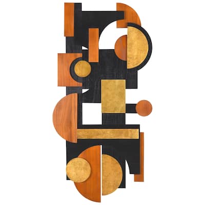 "Amber Embraces" Hand Made & Hand Finished Dimensional Solid Paulownia Wood Abstracts Wall Art