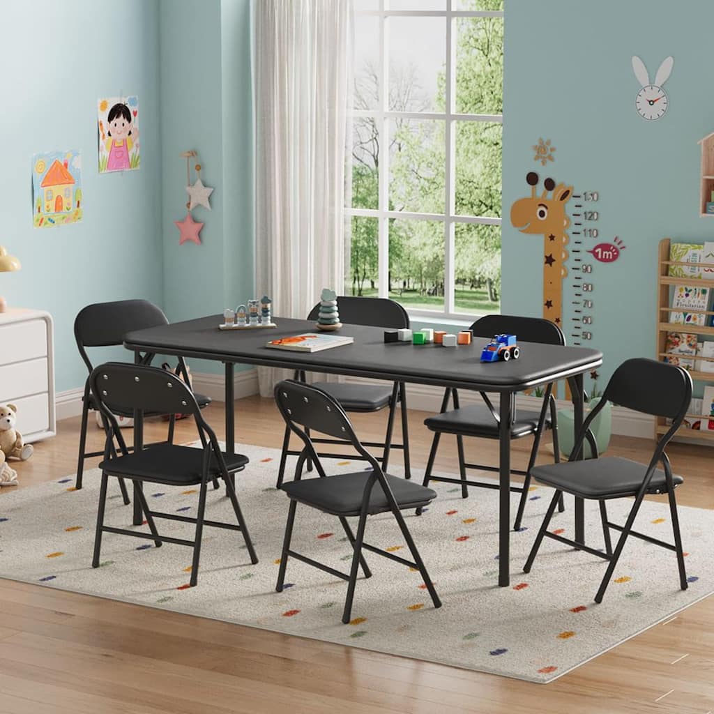 7 Piece Boys Girls Folding Table and Chairs Set, Activity Table and Chairs Set