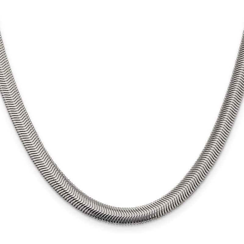 Curata 925 Sterling Silver 6.25mm Flat Oval Snake Chain Necklace for Men
