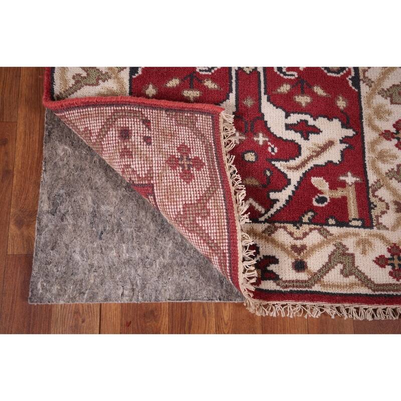 Red & Ivory Oushak Oriental Runner Rug Handmade Floral Wool Carpet - 2'7"x 11'5"