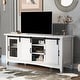 preview thumbnail 1 of 16, TV Stand for TV up to 65in with 2 Barn-style Doors Open Style Cabinet White