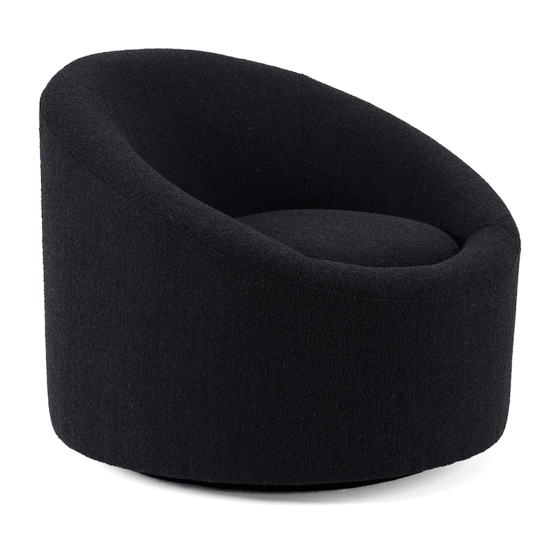 Modrest Dowsett Modern Black Fabric Swivel Accent Chair