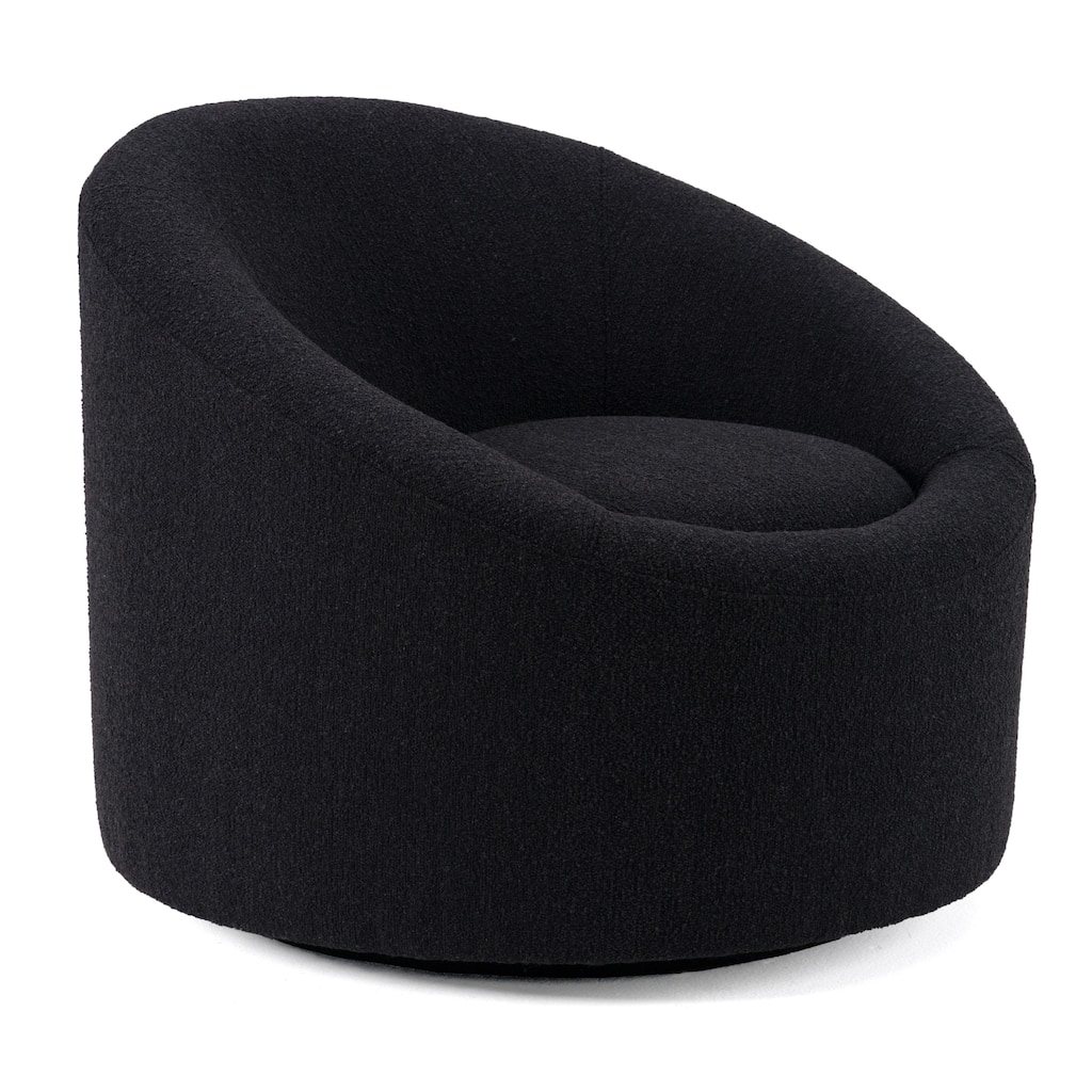 Modrest Dowsett Modern Black Fabric Swivel Accent Chair