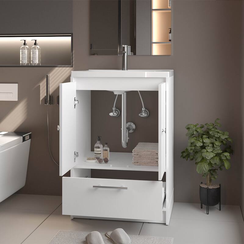Sinclair Freestanding Bathroom Vanity with Sink, Two Doors and Bottom Drawer