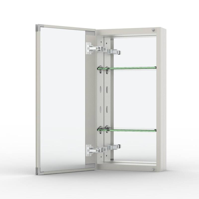 12" x 24" Rectangular Aluminum Surface Mount Medicine Cabinet with Mirror and Shelves