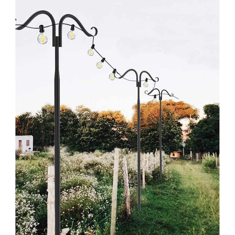 2X Double Shepherds Hooks Outdoor Heavy Duty for Hanging Bird Feeder - 107" - 107"