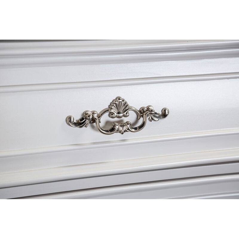 Traditional Nightstand - White Finish with Carved Detail & Dustproof Drawers