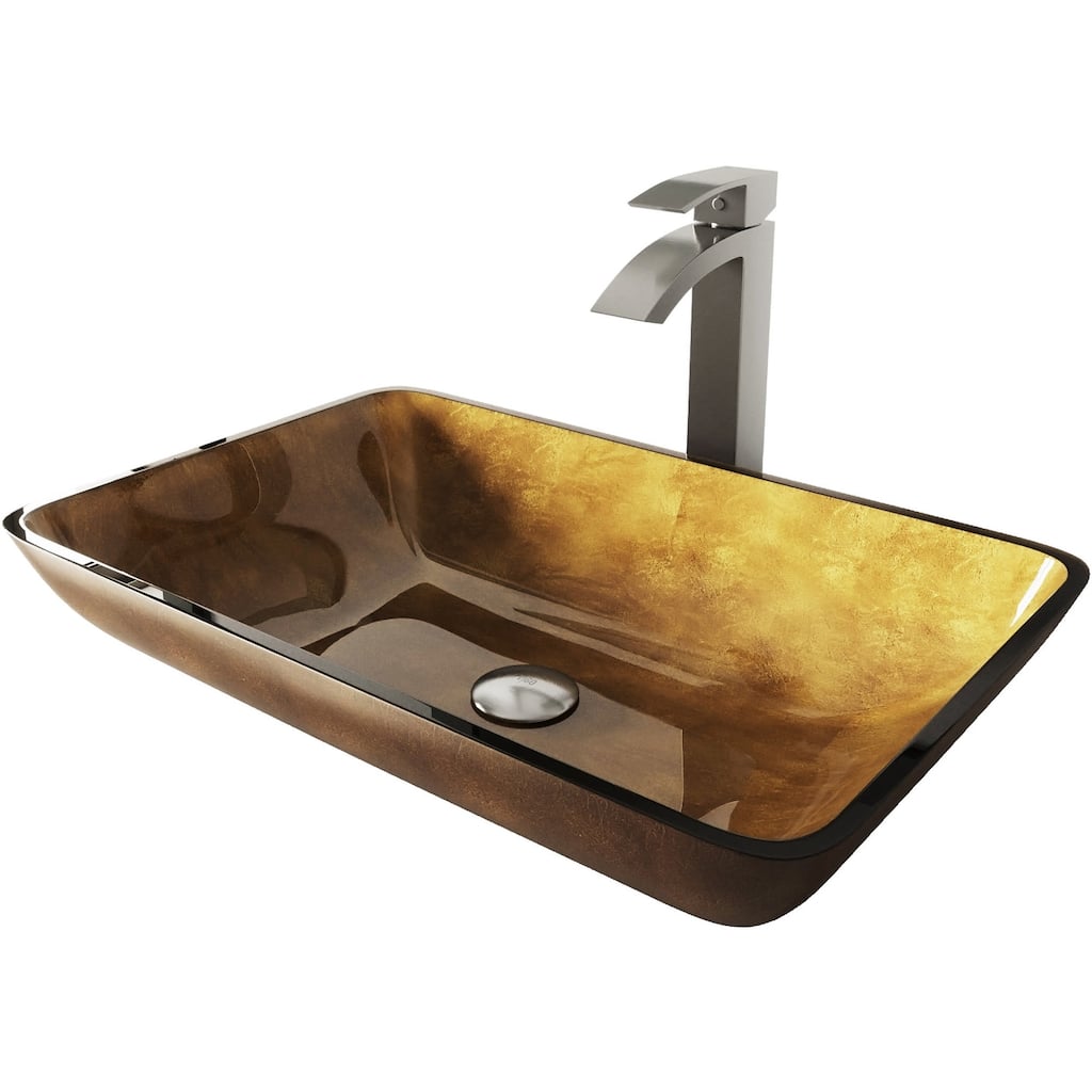 Vigo 22-1/4" Glass Bathroom Vessel Sink with Duris Single Hole