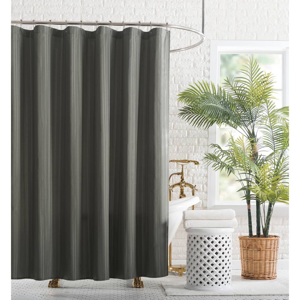 Modern Heirloom Damask Stripe Shower Curtain, Green