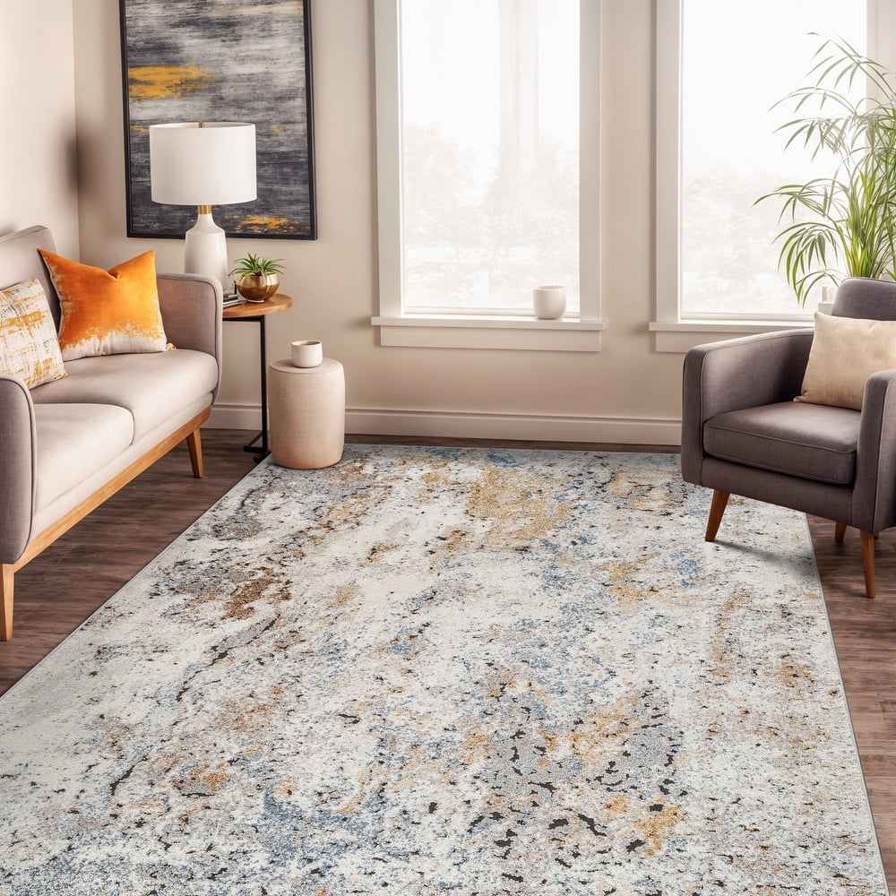 World Rug Gallery Muted Multi-Tonal Abstract Area Rug – Multi / Gray