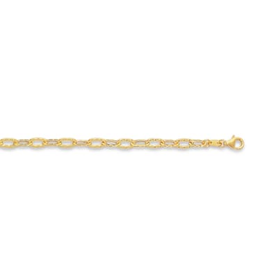 Curata 14k Yellow Gold 10" Shiny Flat Hammered Oval Link Chain Anklet